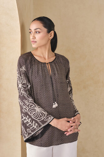 Terrain Handcrafted Ajrakh Top - Black, Black, image 4
